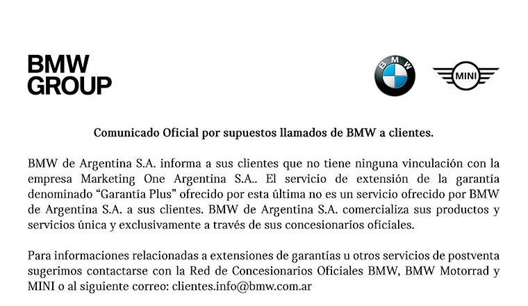 Aviso Importante MINI Argentina