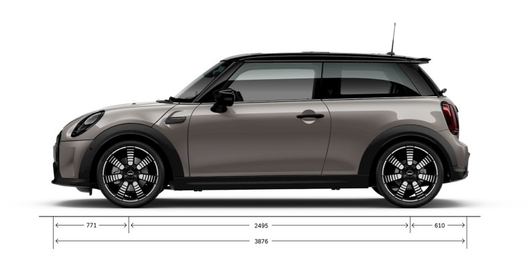 MINI 3 puertas Hatch – vista lateral – dimensiones