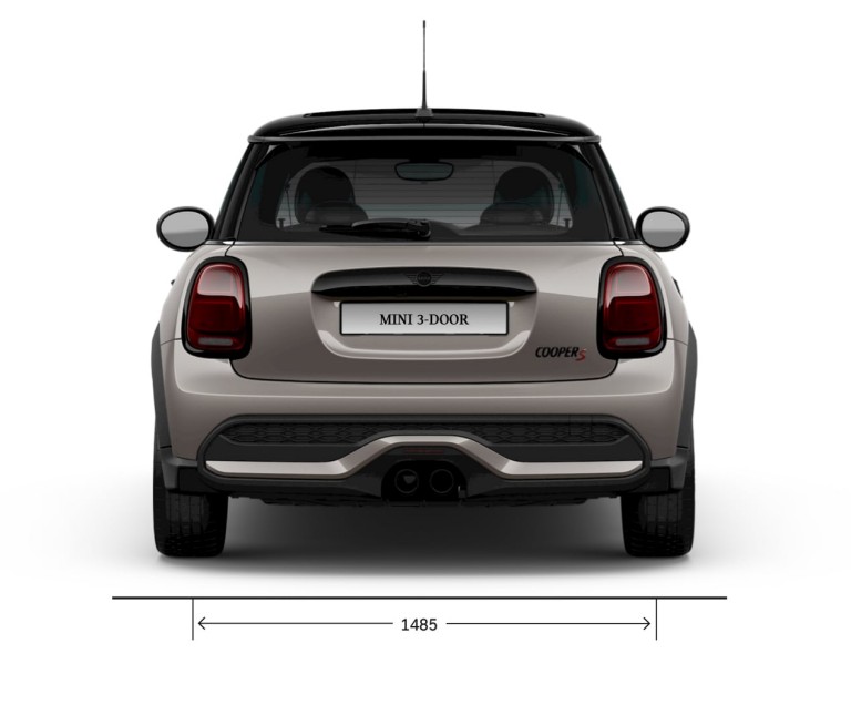 MINI 3 puertas Hatch – vista trasera – dimensiones
